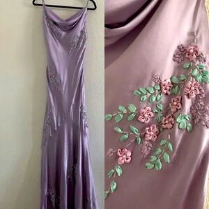 Vintage Y2K 100% Silk Beaded Dress Vintage Y2K Dress Fairy Cottage Prom Floral